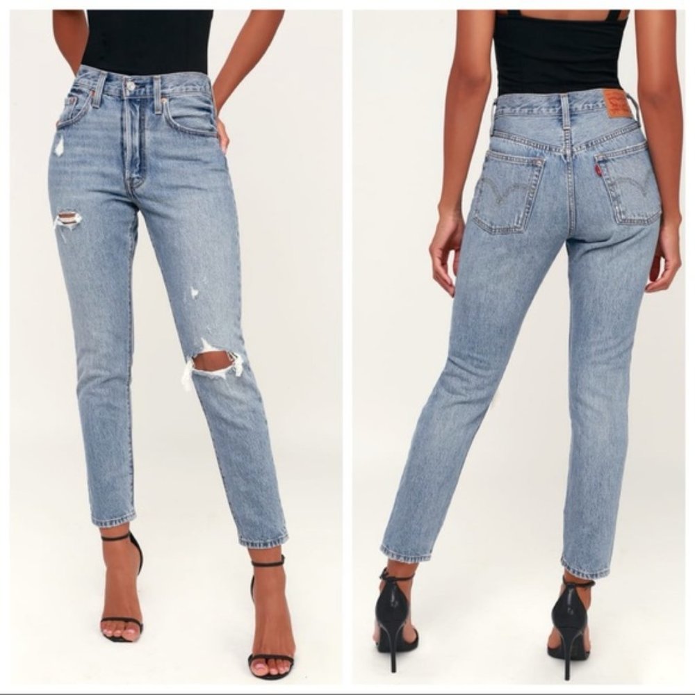 Levi’s 501 Skinny Distressed Light Wash Jeans